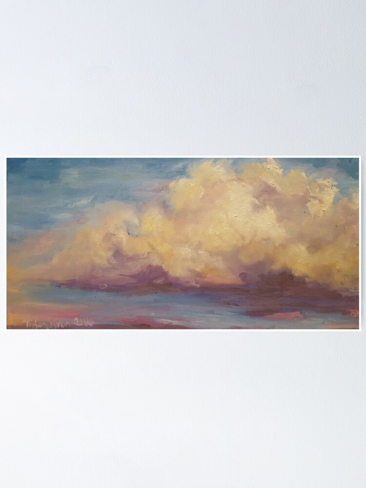 Impressionist Oil Painting Clouds And Sunset Original Art Poster