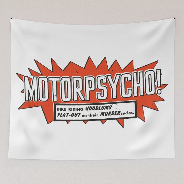 Item preview, Motorpsycho! visual with slogan - Russ Meyer classic movie designed and sold by Hecksploitation.