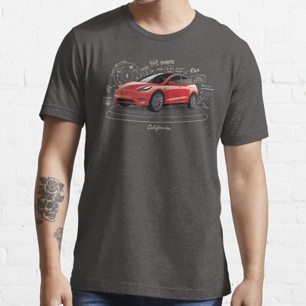Tesla Model Y Original Fan Art serial number: TMY001REDW Essential T-Shirt
