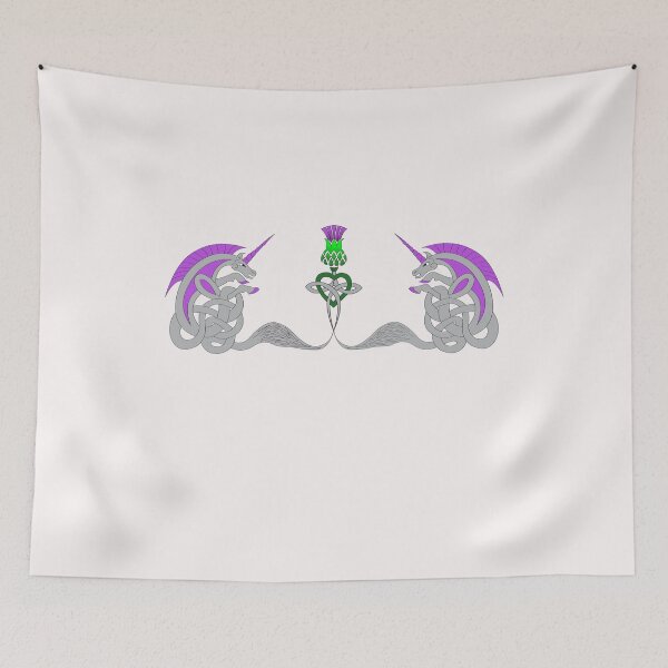 Item preview, Celtic unicorns and thistle designed and sold by KyttsyKrafts.