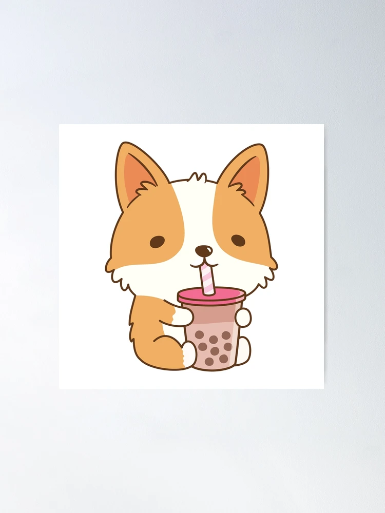 Kawaii Christmas Clipart II Reindeer Puppy Corgi Bubble Tea 