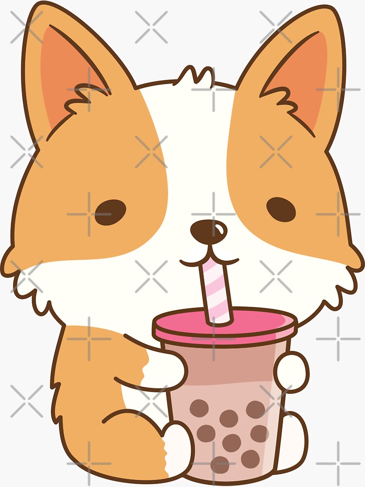 Kawaii Christmas Clipart II Reindeer Puppy Corgi Bubble Tea 