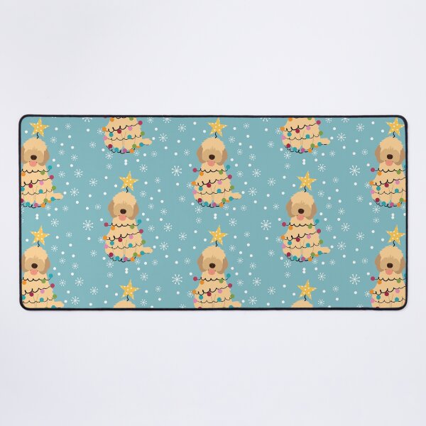Apricot Cockapoo Cavapoo Cavoodle Dog Christmas Tree Desk Mat