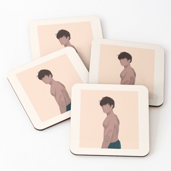 Item preview, Tan Anime Bi Boy with Muscles Orange Background designed and sold by DriftwoodDesign.
