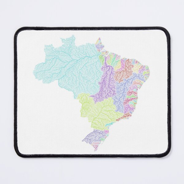 Item preview, Brazil River Basin Map in Rainbow Colours with White Background designed and sold by GrasshopperGeo.