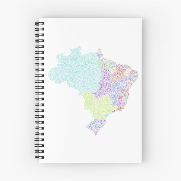 Item preview, Brazil River Basin Map in Rainbow Colours with White Background designed and sold by GrasshopperGeo.