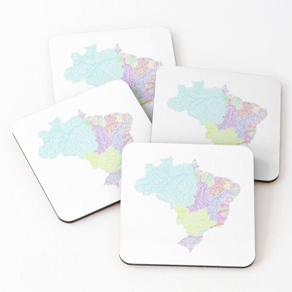 Item preview, Brazil River Basin Map in Rainbow Colours with White Background designed and sold by GrasshopperGeo.