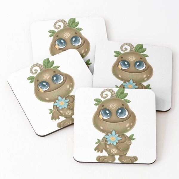 Item preview, Minimal Aesthetic Cute Kawaii Plant Monster Holding Flower In His Hand-Cute Boho Little Plant Monster designed and sold by Red-ElYoubi.