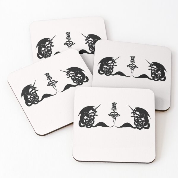 Item preview, Celtic unicorns and thistle silhouette designed and sold by KyttsyKrafts.