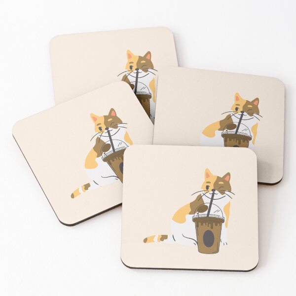 Item preview, Aesthetic cat drinking boba designed and sold by arndesign.