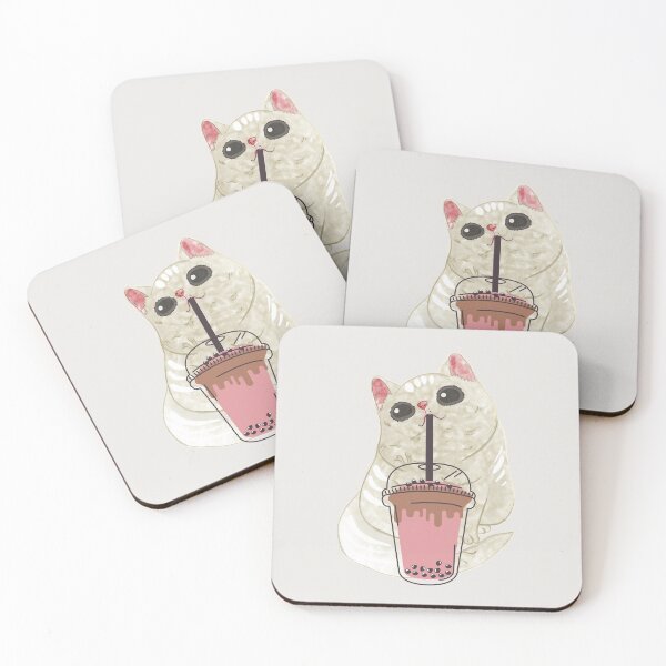 Item preview, Aesthetic cat drinking boba designed and sold by arndesign.