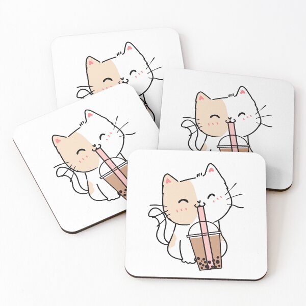 Item preview, Aesthetic cat drinking boba designed and sold by arndesign.