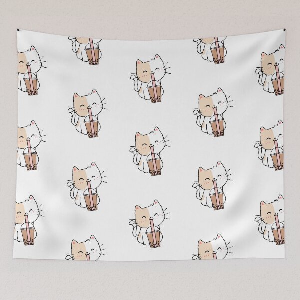 Item preview, Aesthetic cat drinking boba designed and sold by arndesign.