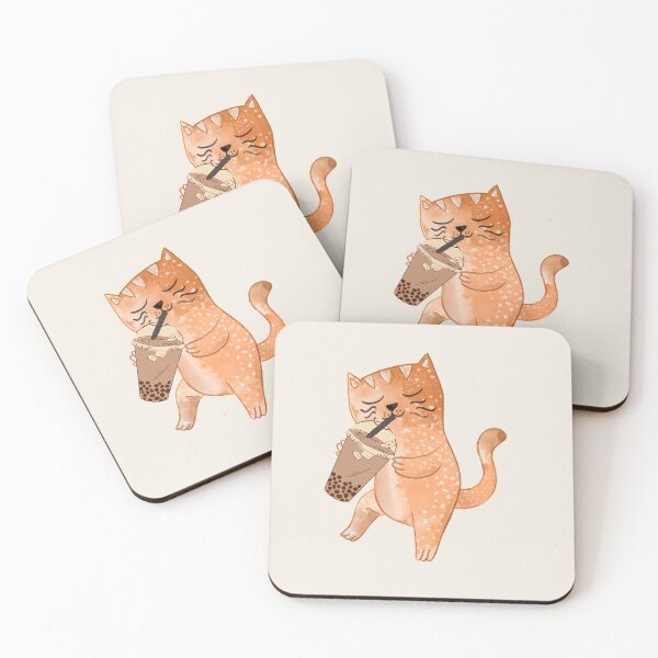 Item preview, Aesthetic cat drinking boba designed and sold by arndesign.
