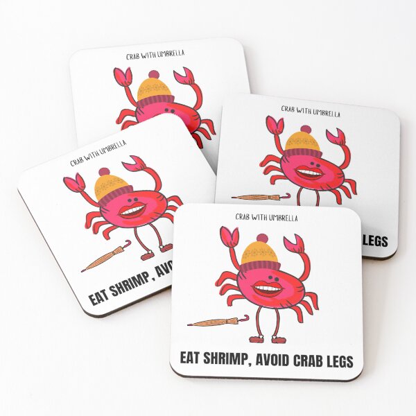 Item preview,  CUTE FUNNY CARTOON RED CRAB WITH UMBRELLA TEXT #1 (WHITE/TRANSPARENT BACKGROUND) designed and sold by EllieMonroe.