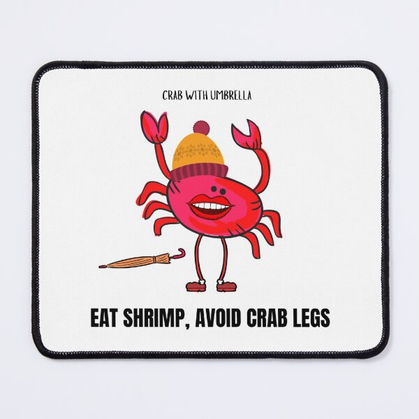 Item preview,  CUTE FUNNY CARTOON RED CRAB WITH UMBRELLA TEXT #1 (WHITE/TRANSPARENT BACKGROUND) designed and sold by EllieMonroe.
