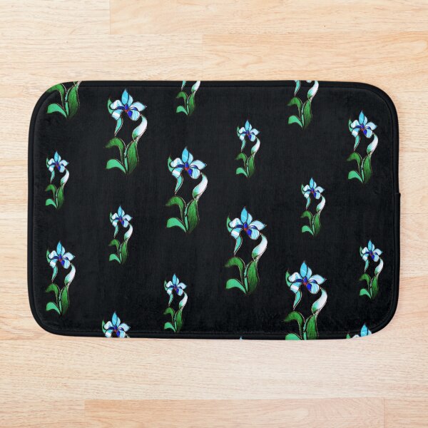 Item preview, Flores de neón verde azul sobre negro designed and sold by homemadecreate.