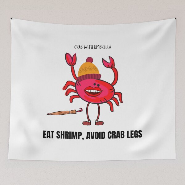 Item preview,  CUTE FUNNY CARTOON RED CRAB WITH UMBRELLA TEXT #1 (WHITE/TRANSPARENT BACKGROUND) designed and sold by EllieMonroe.