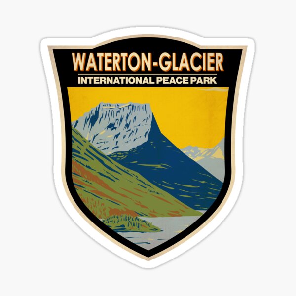 Vista previa del artículo con la obra «Waterton - Insignia del Parque Internacional de la Paz Glacier», diseñado y vendido por KrisSidDesigns.