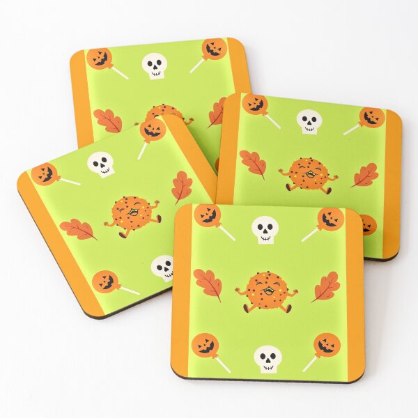 Item preview, Lollipop Pumpkins Dancing With Leaves And Skulls - Pattern designed and sold by TeesFashion.