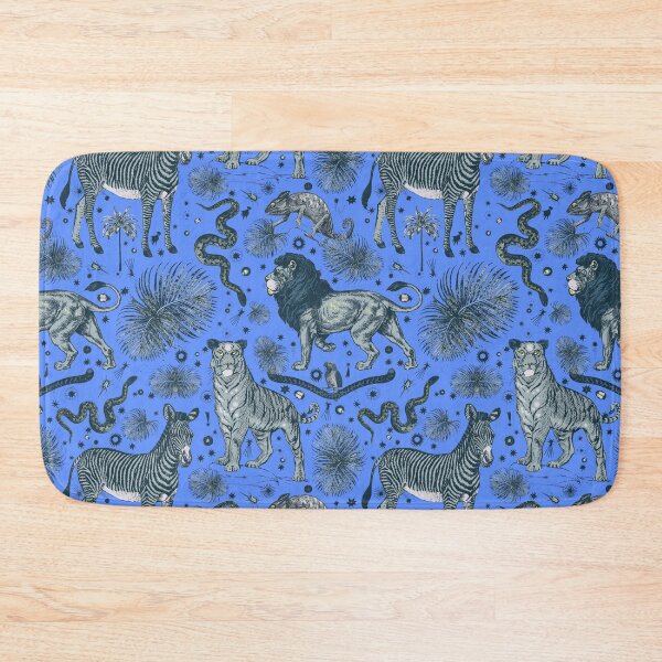 Item preview, Blue Exotic Jungle Print Palm Leaves designed and sold by PrintyBazaar.