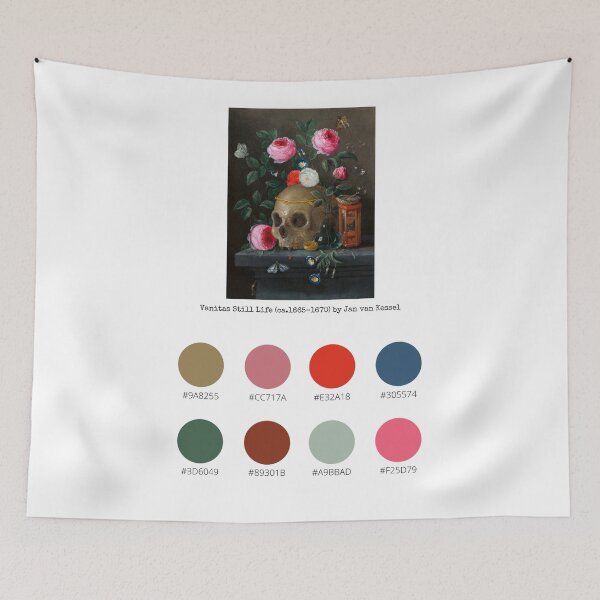 Item preview, Colour Palette of Vanitas Still Life (ca.1665–1670) by Jan van Kessel designed and sold by CoffeewithAnh.