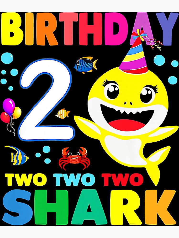 Baby Shark 2nd Birthday Boy Girl Two 2 Year Old T Art Print By