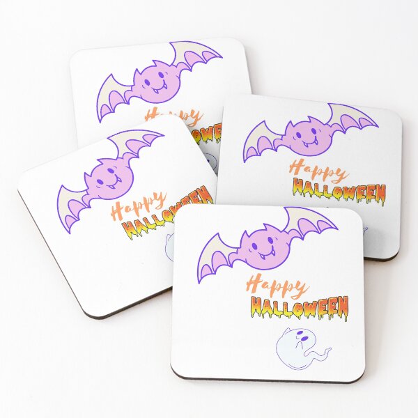 Item preview, Happy halloween text with the cute graphic bat and lovely little ghost. designed and sold by Trianglegreen.