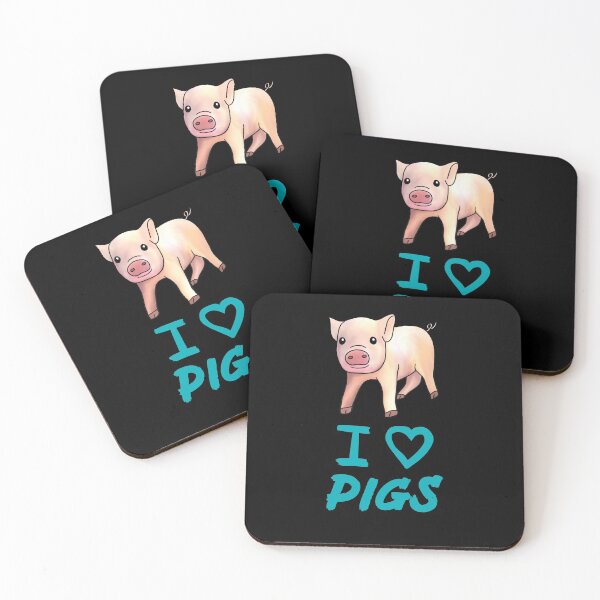 Item preview, Blue I Love Pigs, Cute Funny Pig  designed and sold by Mochi-Merch.