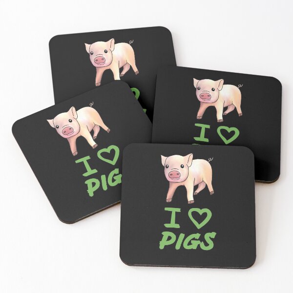 Item preview, Green I Love Pigs, Cute Funny Pig  designed and sold by Mochi-Merch.