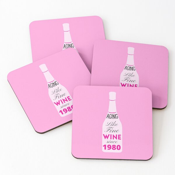 Item preview, Aging like Fine Wine since 1980 - Birthday gift or greeting for wine lovers in pink rose designed and sold by yennyz.