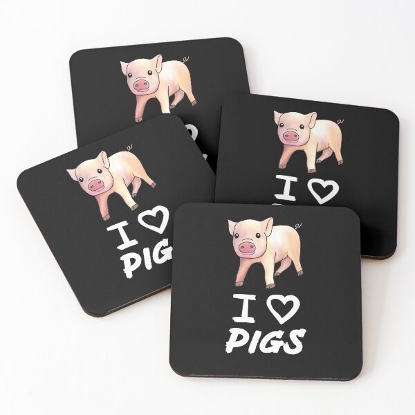 Item preview, White I Love Pigs, Cute Funny Pig  designed and sold by Mochi-Merch.