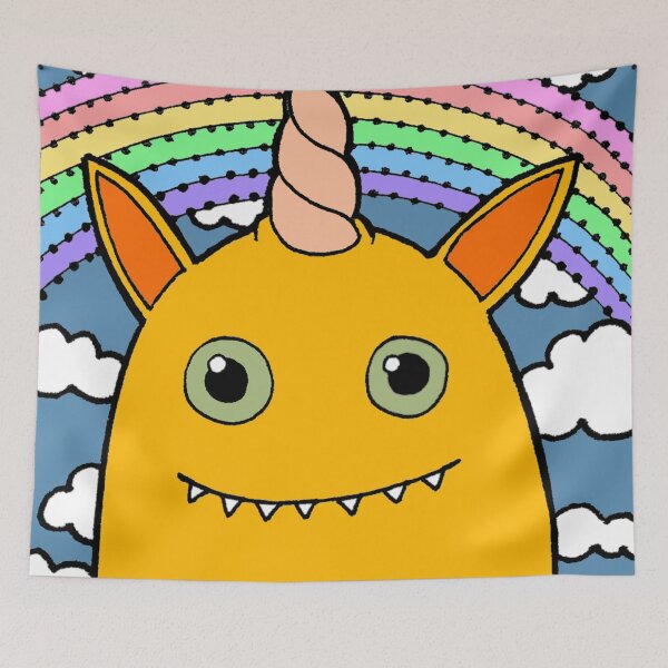 Item preview, Orange Unicorn Monster with Rainbow designed and sold by SquashBlossom1.