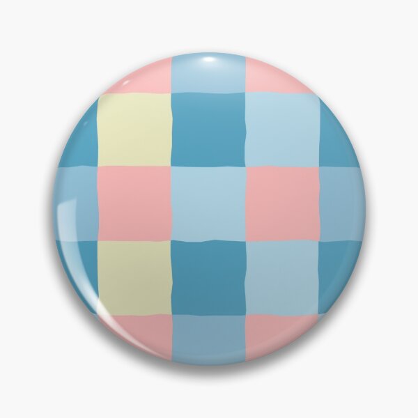 Item preview, irregular gingham pattern in blue, pink and yellow designed and sold by colorofmagic.