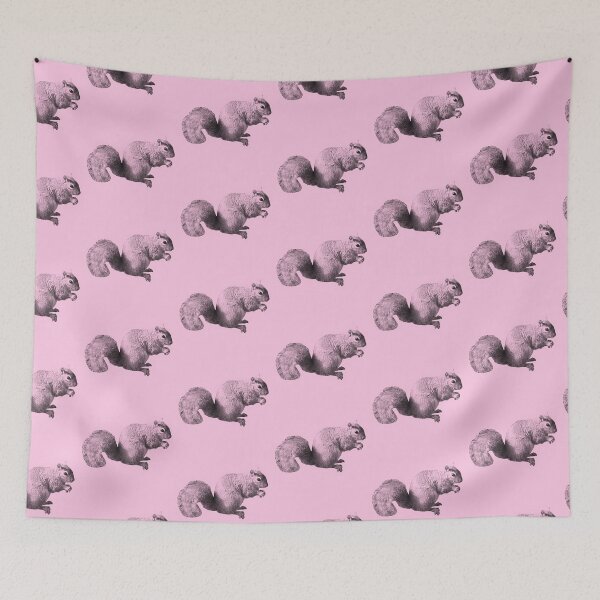 Item preview, Cute grey squirrel photograph pattern pink background  designed and sold by Thought2reality.