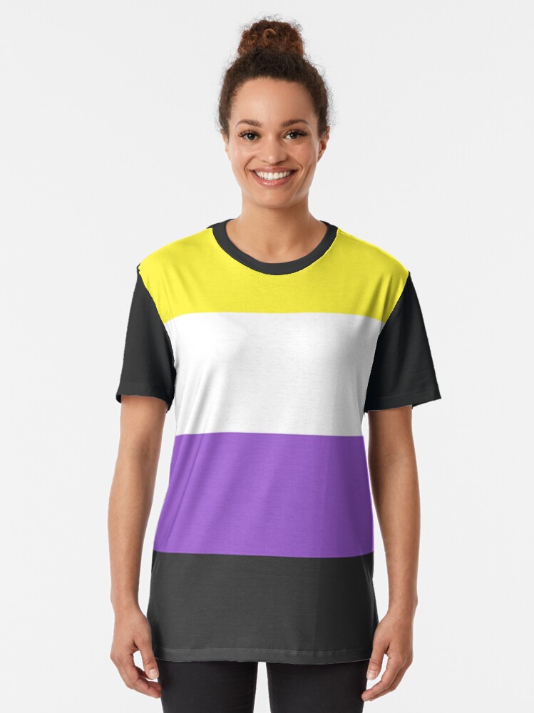 Vista alternativa de Camiseta gráfica Bandera no binaria