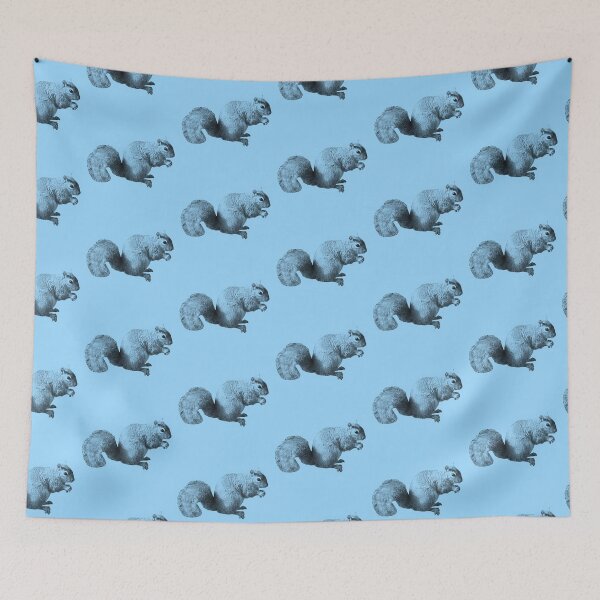 Item preview, Cute grey squirrel photograph pattern blue background  designed and sold by Thought2reality.