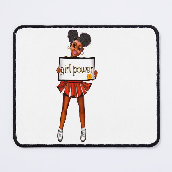 Item preview, Girl power black anime manga girl cheerleader with cute dimples Afro hair in puffs, brown eyes and dark brown skin side profile. Hair love ! designed and sold by Artonmytee.