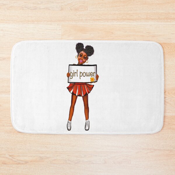 Item preview, Girl power black anime manga girl cheerleader with cute dimples Afro hair in puffs, brown eyes and dark brown skin side profile. Hair love ! designed and sold by Artonmytee.