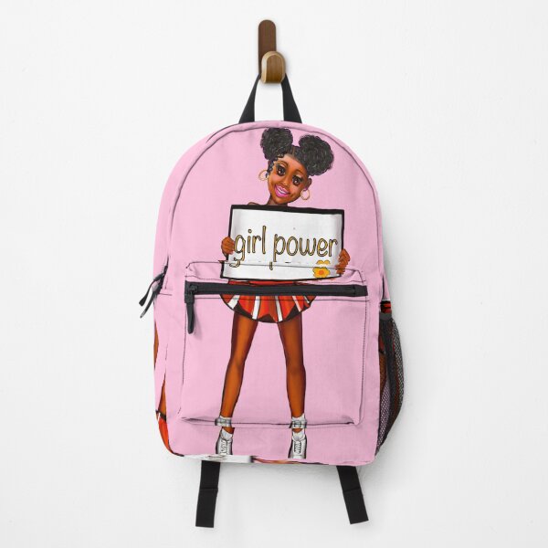 Item preview, Girl power black anime manga girl cheerleader with cute dimples Afro hair in puffs, brown eyes and dark brown skin side profile. Hair love ! designed and sold by Artonmytee.