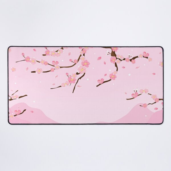 Cherry blossom, pink Japanese sakura tree flower Desk Mat