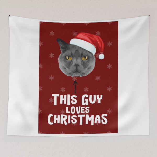 Item preview, This guy loves Christmas Merry Christmas Cat Christmas Styled Illustration designed and sold by LJWDesigns.