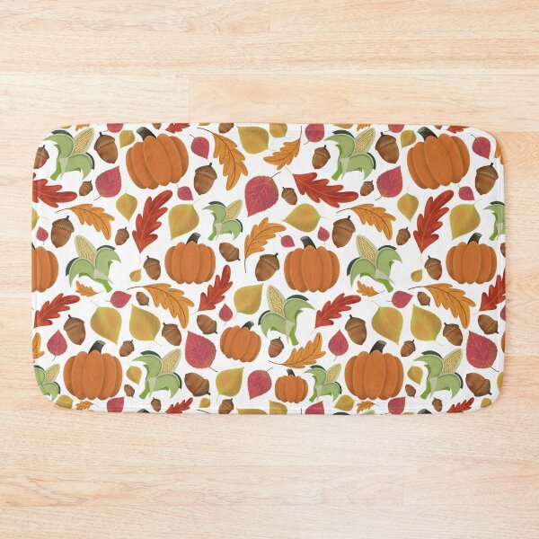 Item preview, Fall, Autumn Leaves, Pumpkins, acorns, corn, Pattern (White) designed and sold by Gsallicat.
