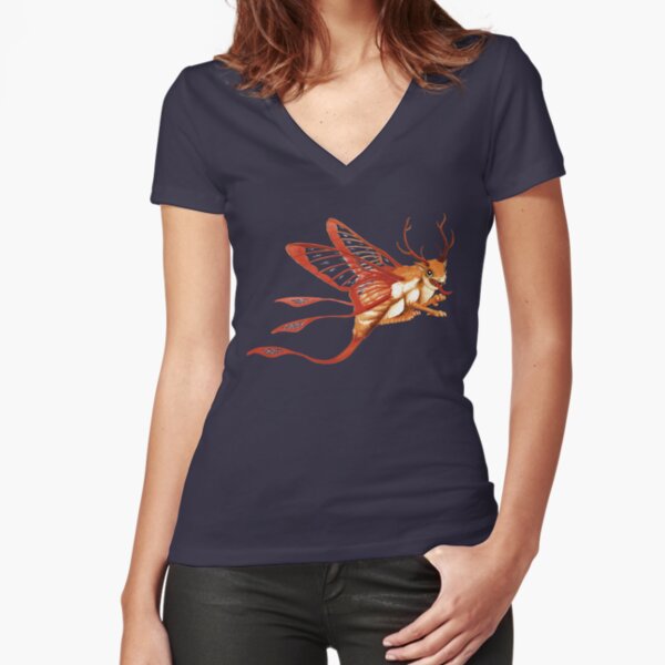 Dragon Papillon T-shirt moulant col V