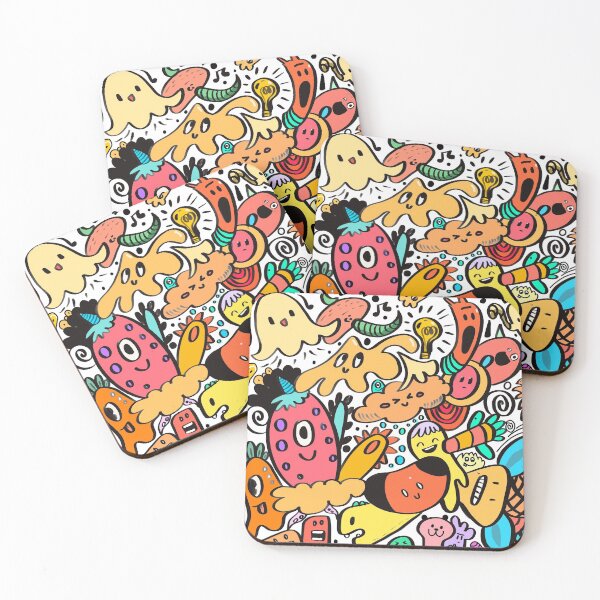 Item preview, Colorful doodle design - aliens monsters and clouds designed and sold by Doodleorama.
