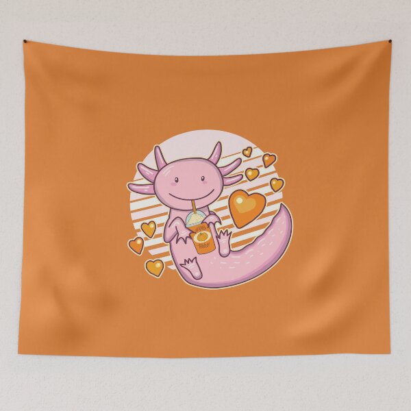Item preview, Pink Retro Sun Axolotl & Pumpkin Spice Latte designed and sold by GrimButterfly.