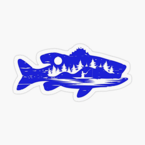 Silhouette fish fishing scene- fishing scene Sticker for Sale by Designs  Of all kinds