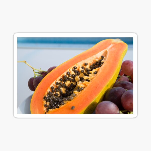 Sweet taste of papaya and red grapes in the sunlight Sticker