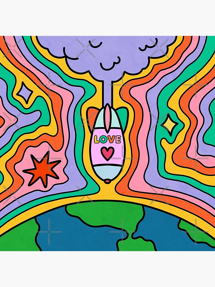 "Love Bomb Retro Colorful Rainbow Art" Poster for Sale by trajeado14