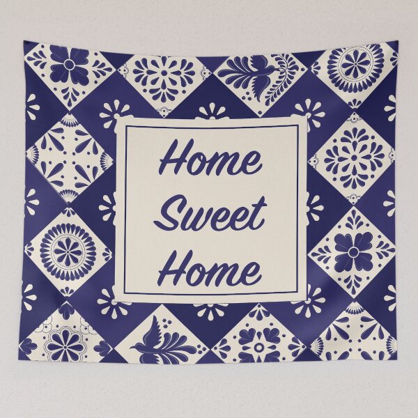 Item preview, Home Sweet Home Sign With Blue Mexican Talavera Frame by Akbaly designed and sold by Akbaly.